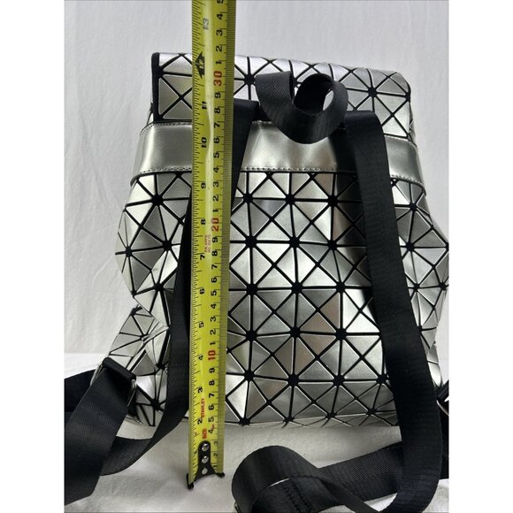 Sondra Roberts Squared Backpack Silver Metallic Geometric Pattern School Bag - Picture 3 of 8